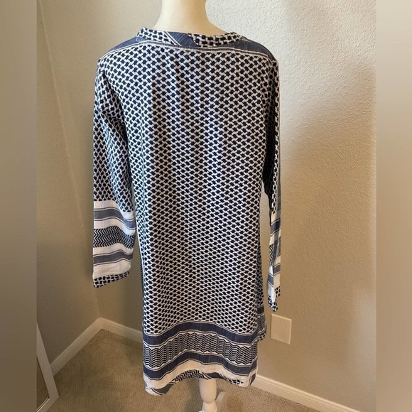 Cecilie Copenhagen Printed Mini Dress 1004 in Blue White Size Medium - Picture 4 of 8